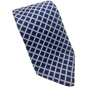 BROOKS BROTHERS 346 Men's 100% Silk Necktie Designer Geometric‎ Blue/Gray LONG